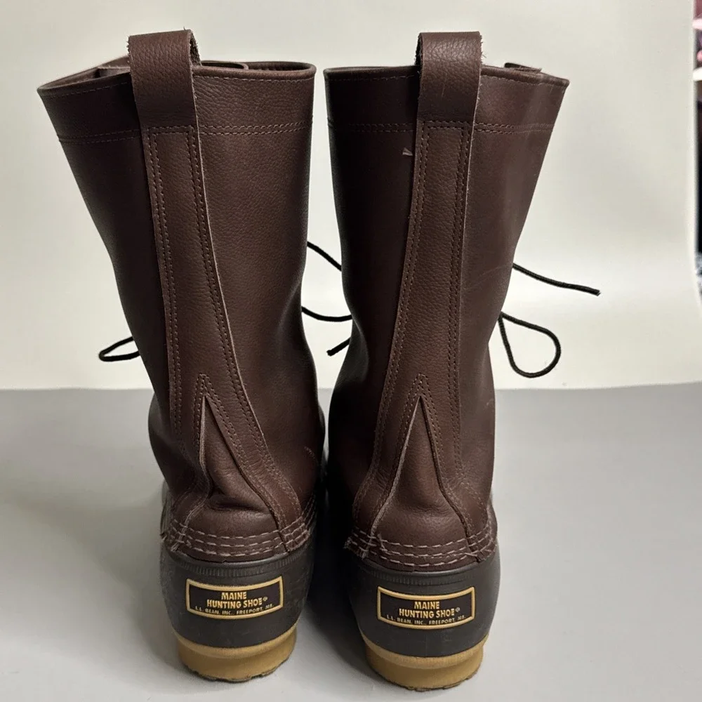 LL Bean Boots Mens Size 9 Maine Leather Hunting Duck Boot Shoe Rubber